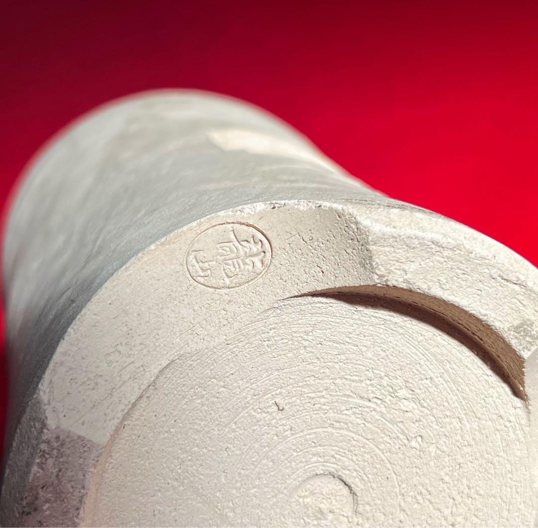 煎茶道具 古道具 茶道具 白泥 涼炉　涼炉台付　コレクション蟹彫刻 在銘 龍山造