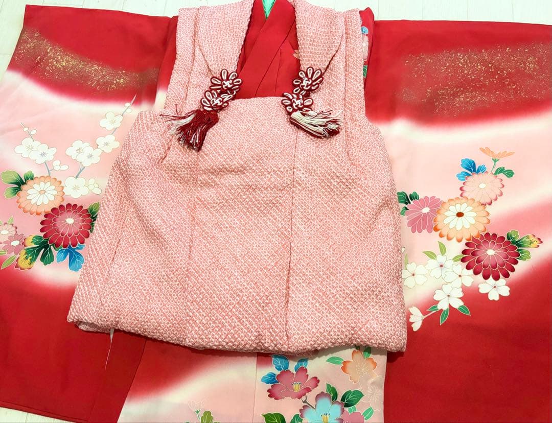 七五三　正絹　3歳　絞り　被布　一つ身　フルセット