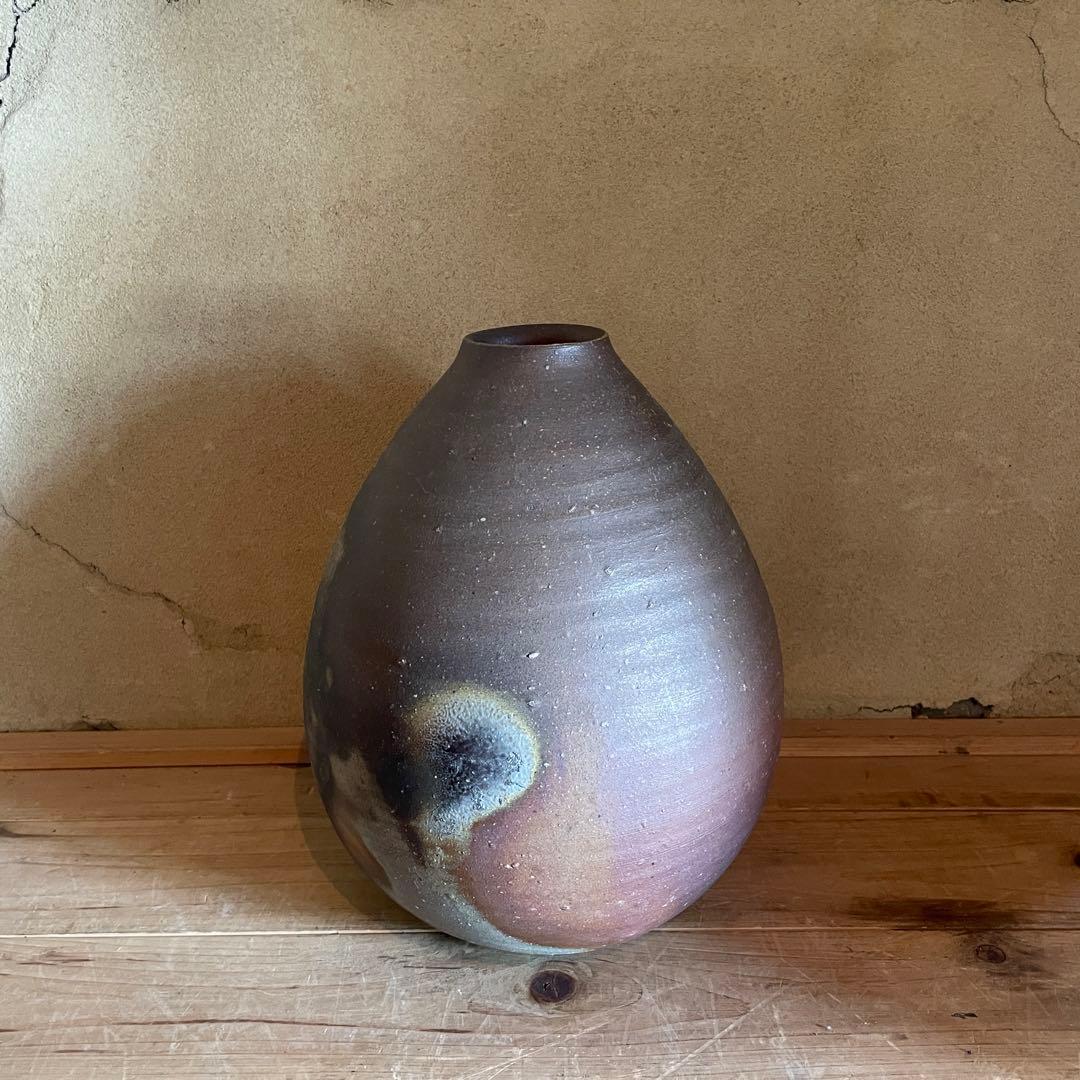 備前焼　伊勢崎淳　壷　大　高さ30㎝　共箱付き　人間国宝　古物　22.10.23