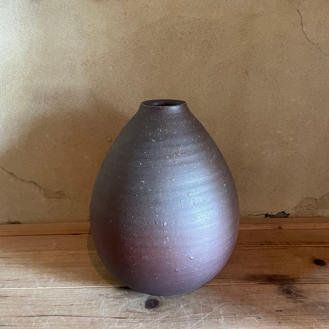 備前焼　伊勢崎淳　壷　大　高さ30㎝　共箱付き　人間国宝　古物　22.10.23