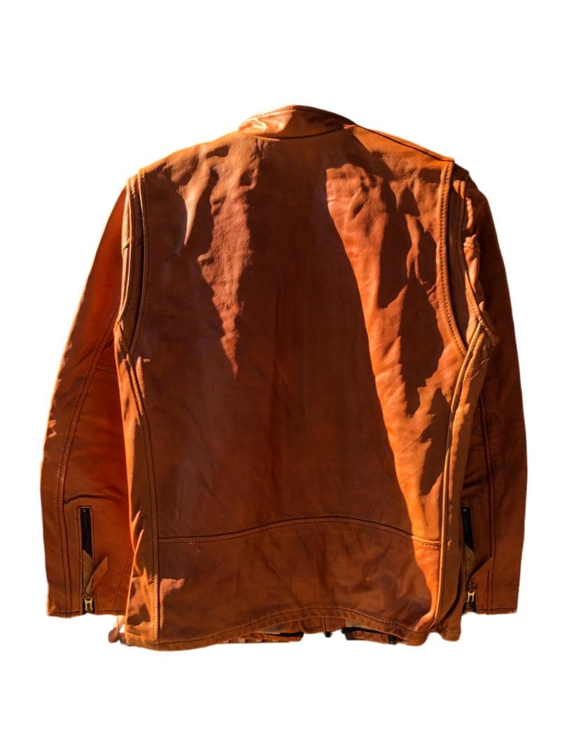 [訳あり] 新品 Schott シングルライダースレザージャケット ブラウン/L