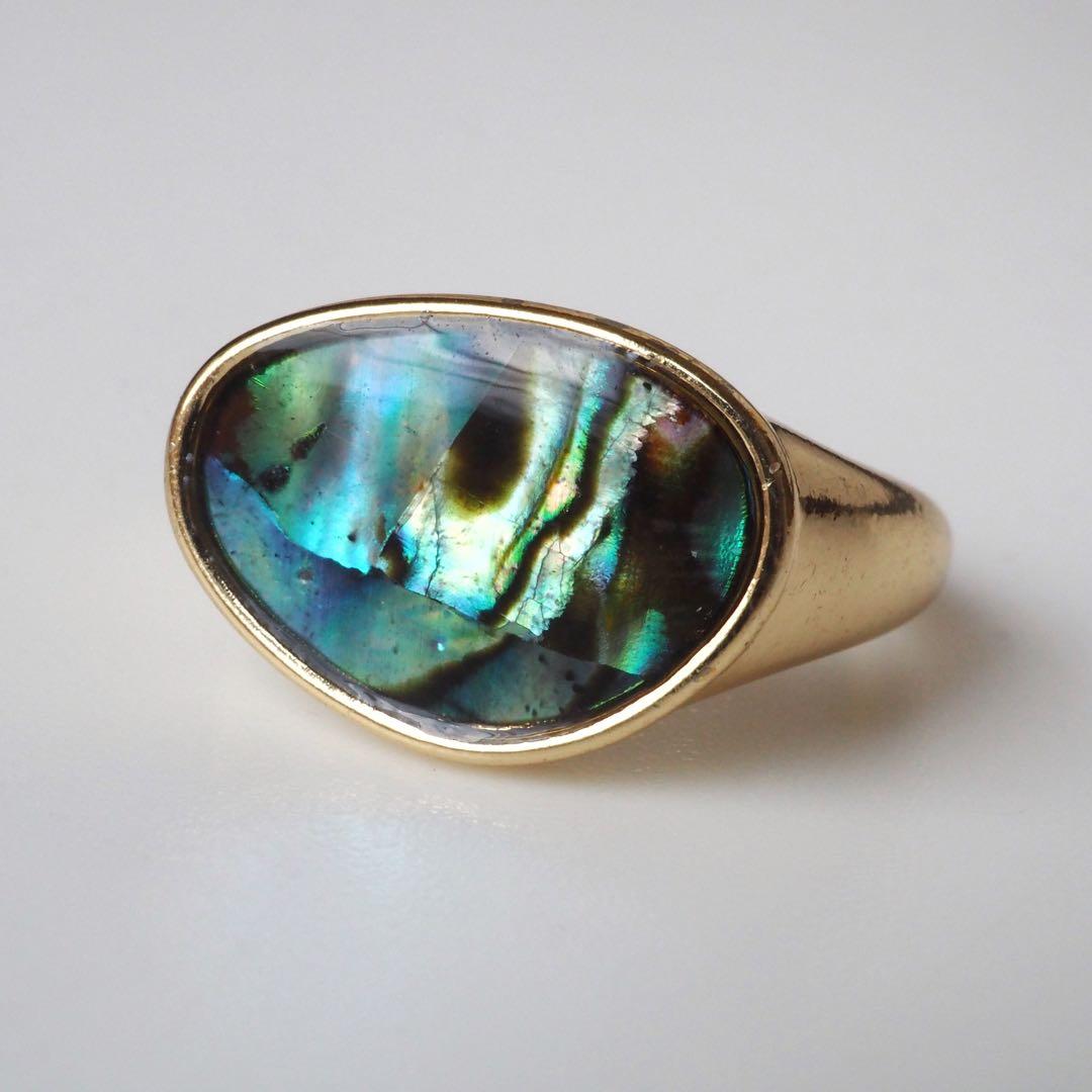 【ひなママ】天然アバロンシェルのデザインフリーサイズリング