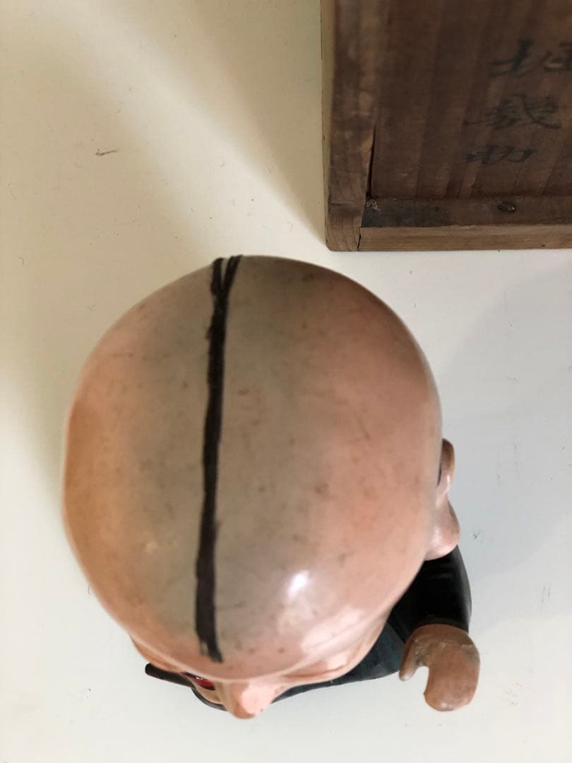 大正5年　福助人形　胡粉仕上げオープンマウス　骨董品　首動人形 インテリア　置物