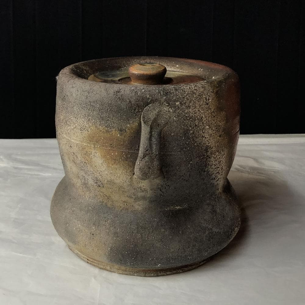 F1126 小西陶蔵 備前焼 耳付 水指 共箱 茶道具