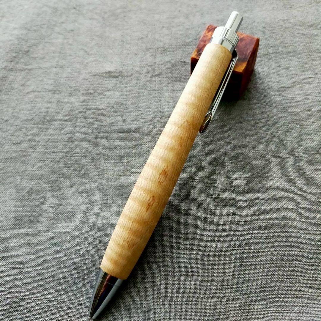 栃　縮杢　ハンドメイド　木軸ボールペン　G2　天然木　シルバー