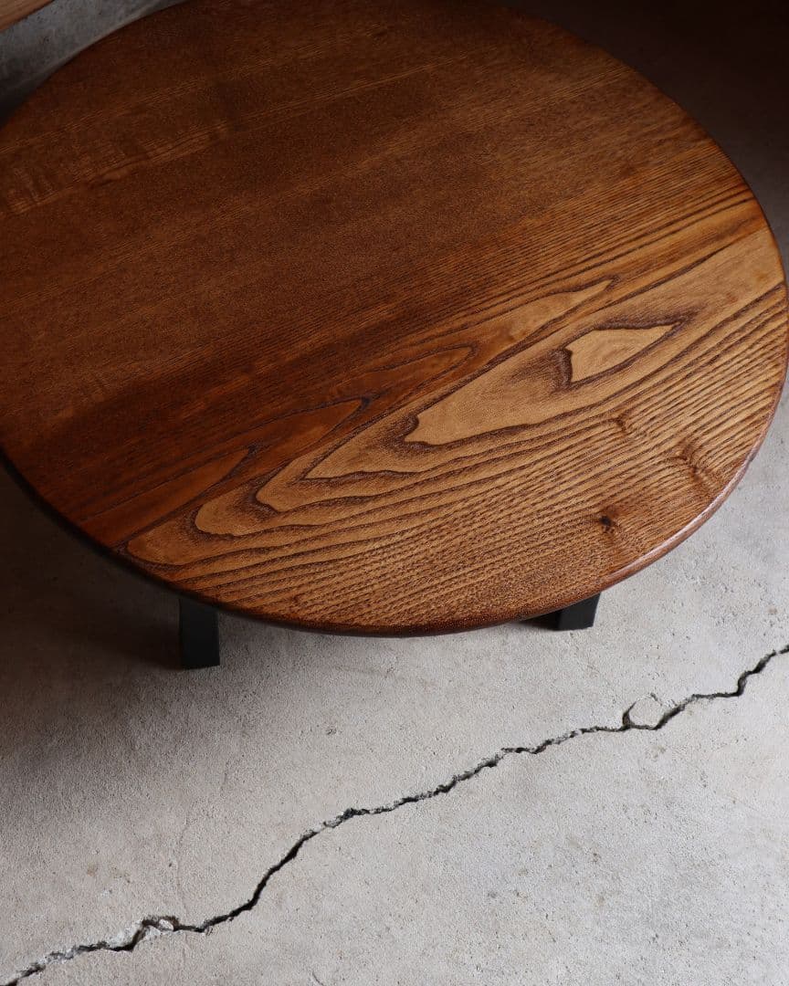 最終値下げ　キハダ材の小ぶりな丸ちゃぶ台　古道具 古家具 ローテーブル