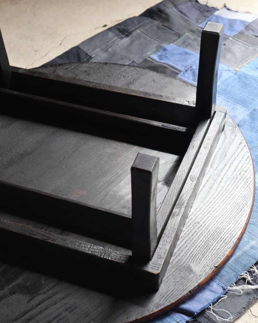 最終値下げ　キハダ材の小ぶりな丸ちゃぶ台　古道具 古家具 ローテーブル