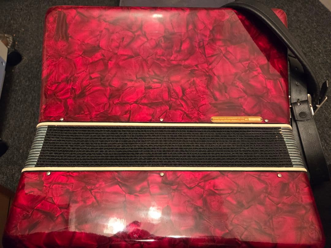 TOMBO アコーディオン T32N レッド 純正ハードケース付き