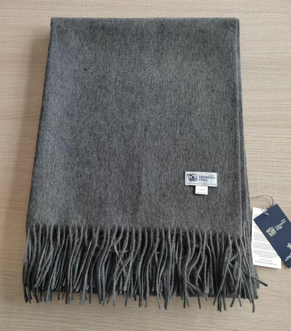 ジョンストンズ オブエルガン カシミヤ100％ 大判ストール グレー#111