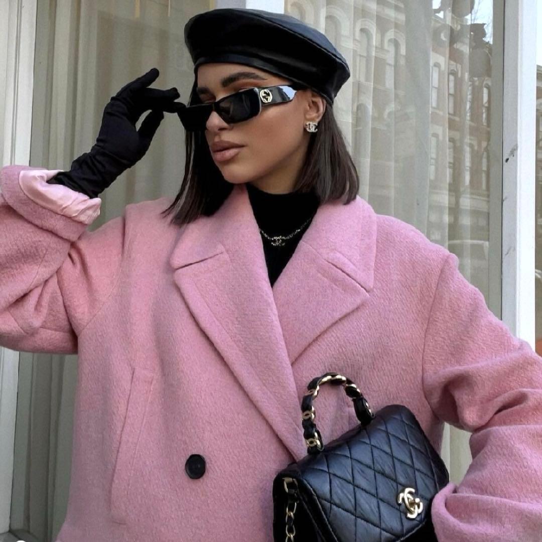 新品 ZARA ザラ ピンク オーバーサイズ ダブルブレストコート M