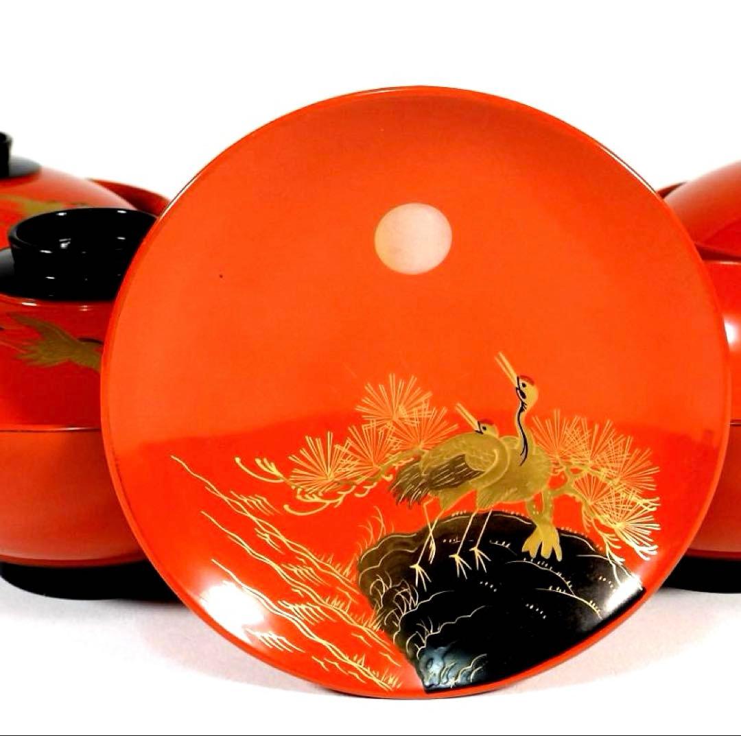 金蒔絵 千羽鶴 煮物椀 5客 木製漆器 天然木 輪島金沢能登 汁椀　蓋碗