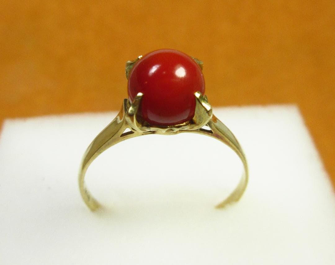 １８金指輪・赤珊瑚　「赤サンゴ」　リング・１２号