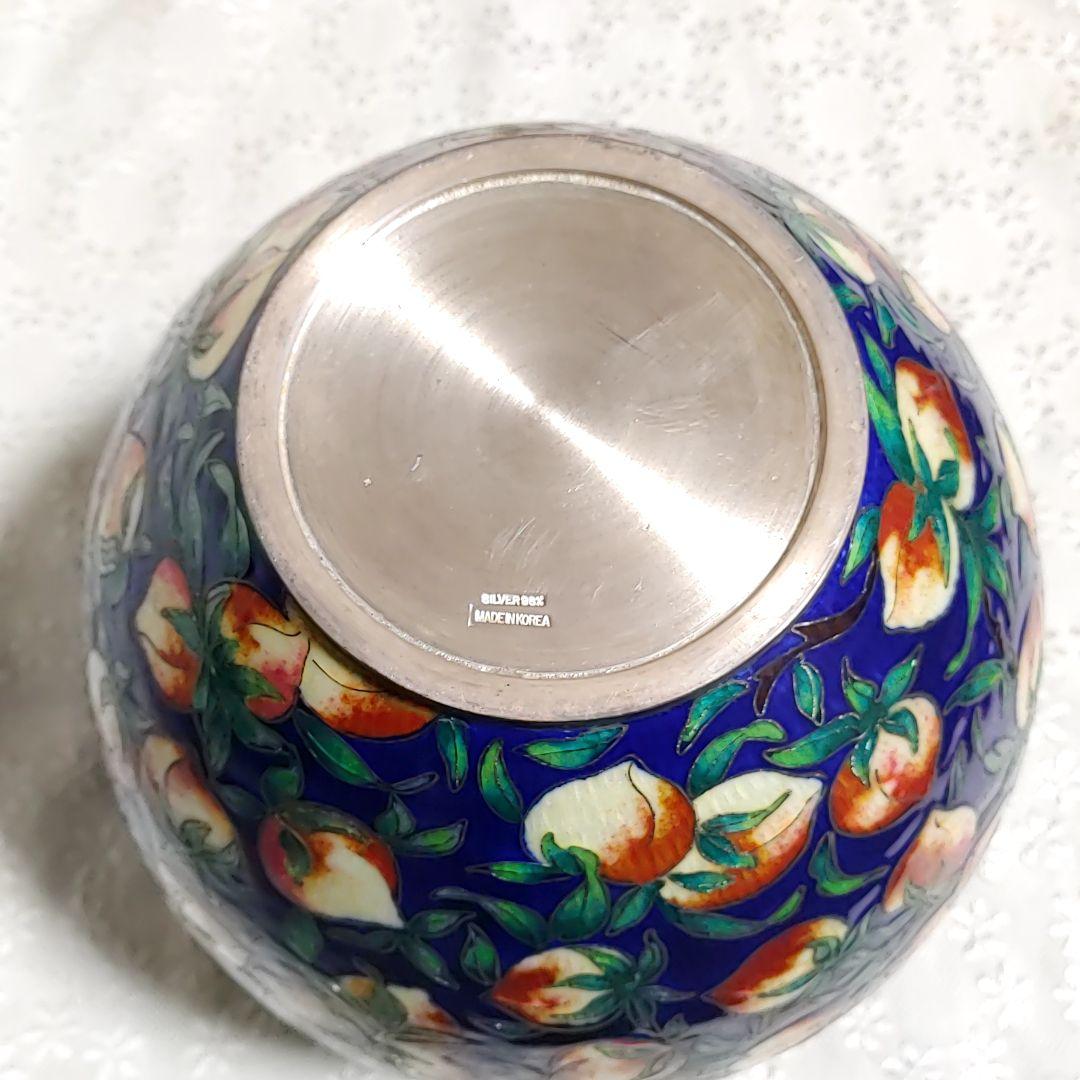 重さ1388g 純銀　シルバー98%　七宝焼　銀壺　ロッテホテル　花器