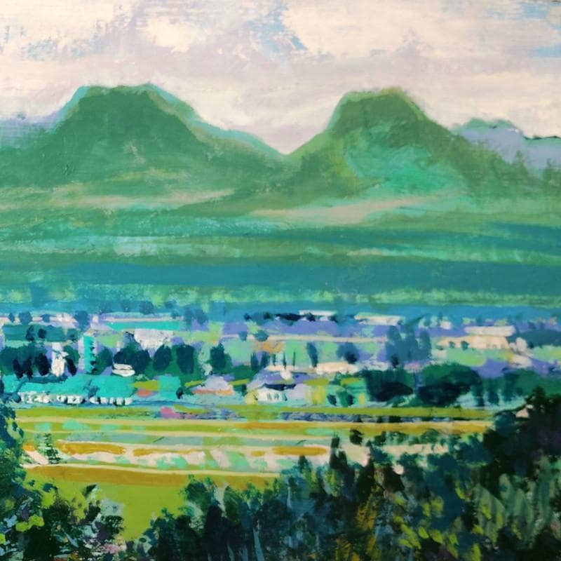 ☆青野昌勝☆「とかち逍遥　鹿追の街へ」油絵　F6号