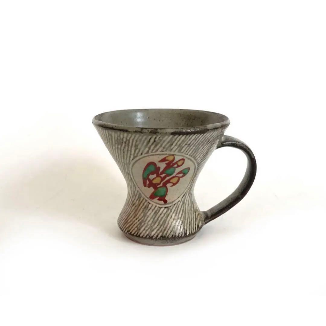 陶芸家　人間国宝　島岡達三　象嵌赤絵　ジョッキ　ビアマグ　マグカップ　共箱