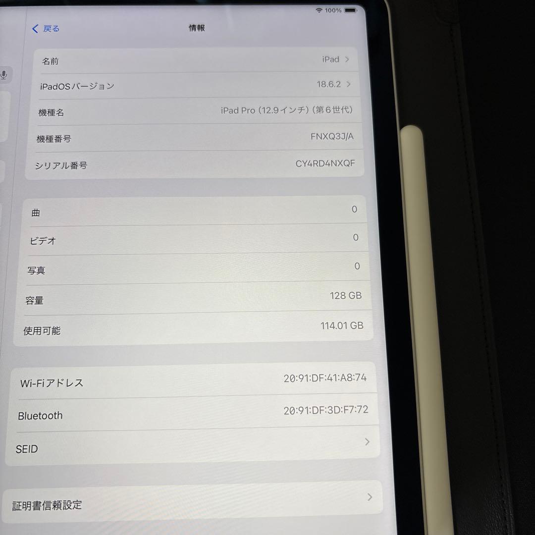 ほぼ未使用 iPad Pro 12.9 第6世代 M2 128GB おまけ付き