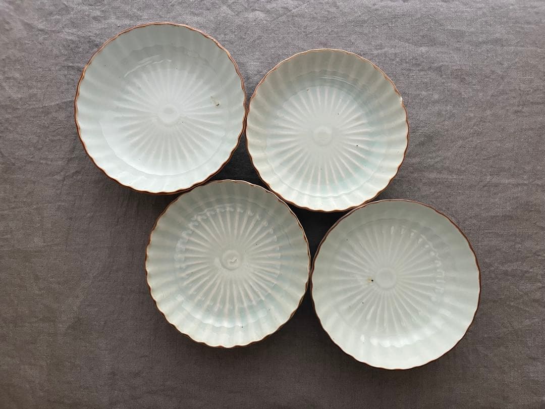 古伊万里 白磁 輪花 膾皿 なます皿 4客 江戸時代