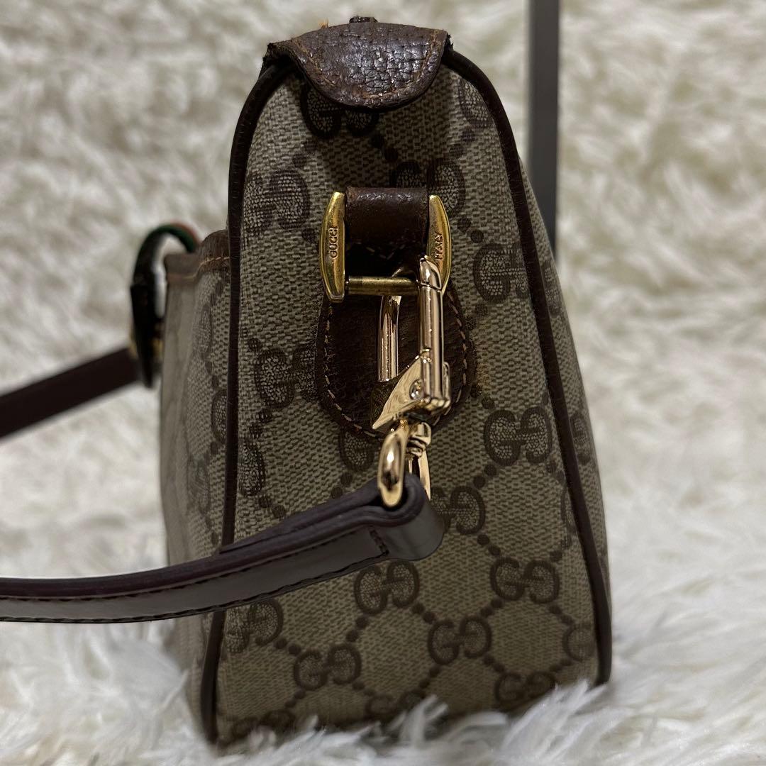 大容量 レア オールドグッチ GG 総柄 レザー ショルダーバッグ PVC ロゴ
