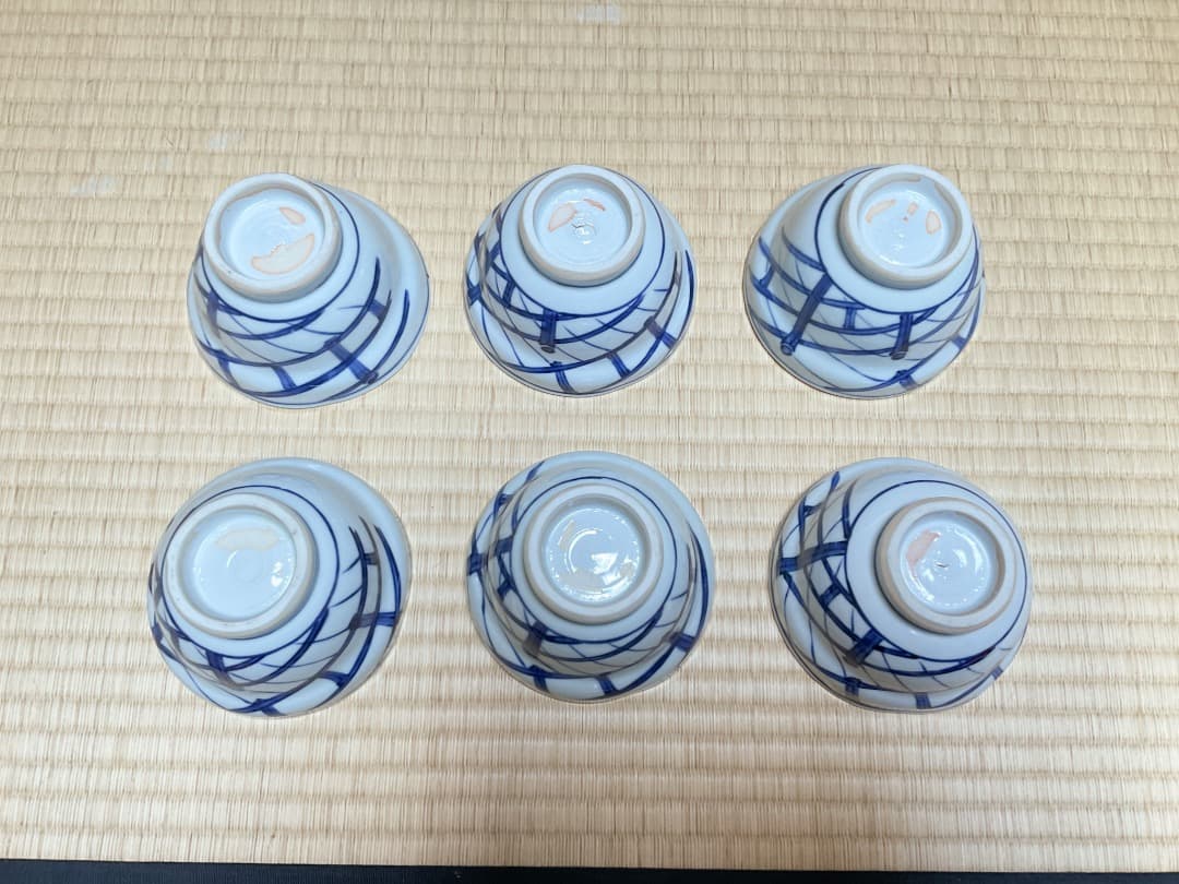 林淡幽　染付桜川向付六客　共箱041