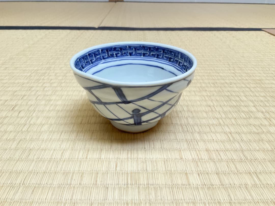 林淡幽　染付桜川向付六客　共箱041