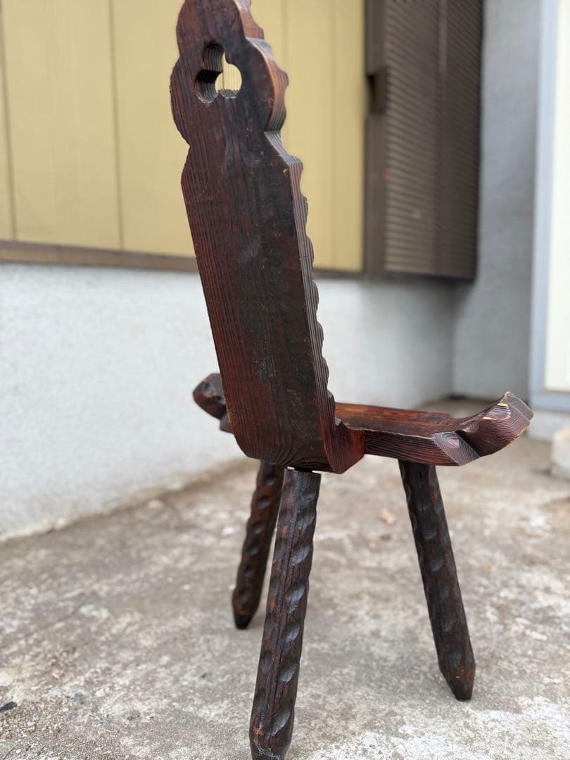 家具 Spanish Brutalist Chair in Wood, 1960s