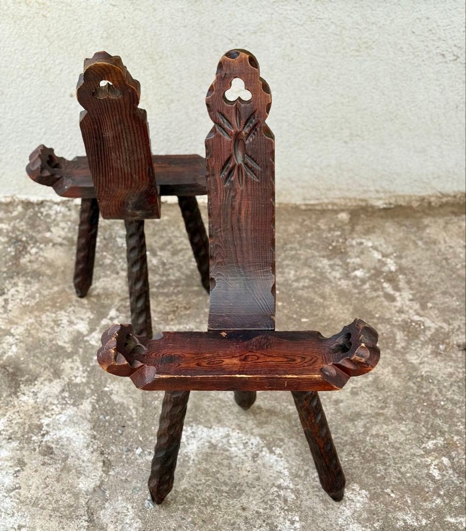 家具 Spanish Brutalist Chair in Wood, 1960s