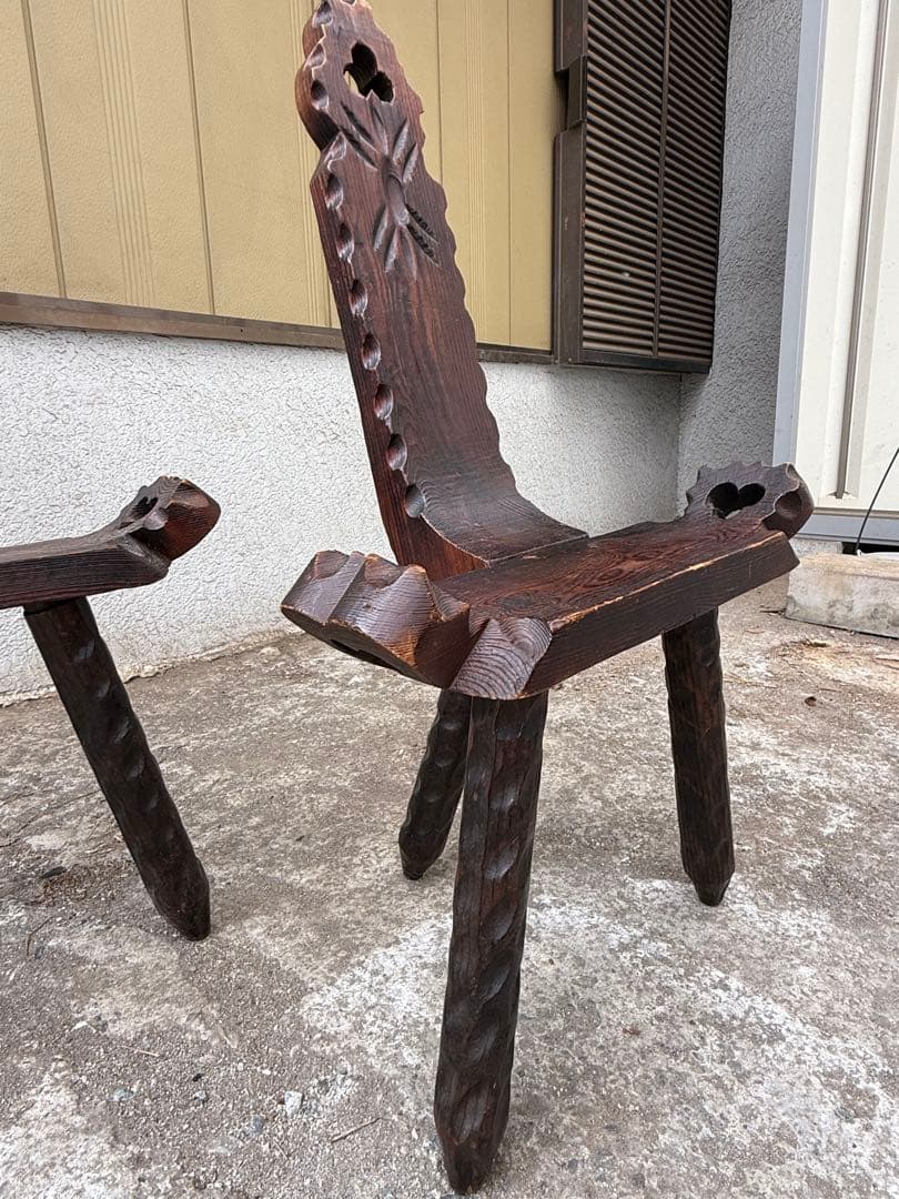 家具 Spanish Brutalist Chair in Wood, 1960s