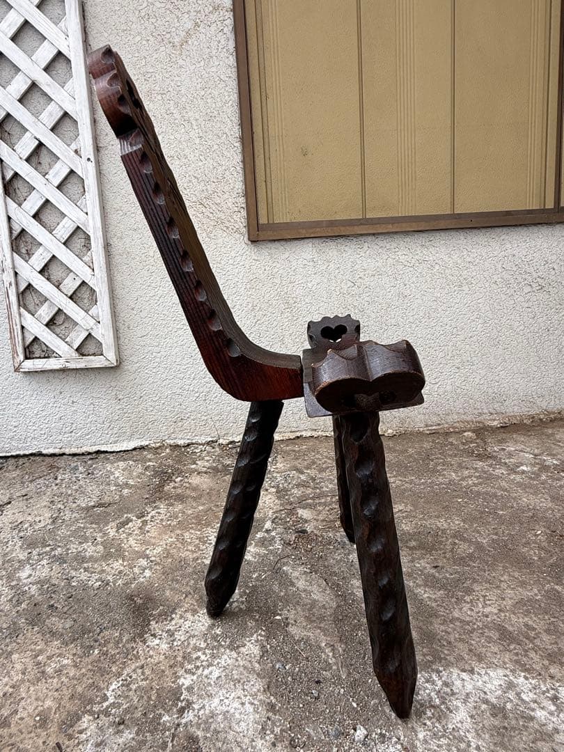 家具 Spanish Brutalist Chair in Wood, 1960s