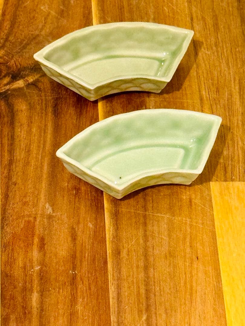 幕末期　茶道具　三田青磁　美の壷　青海波　扇形　小鉢　古美術