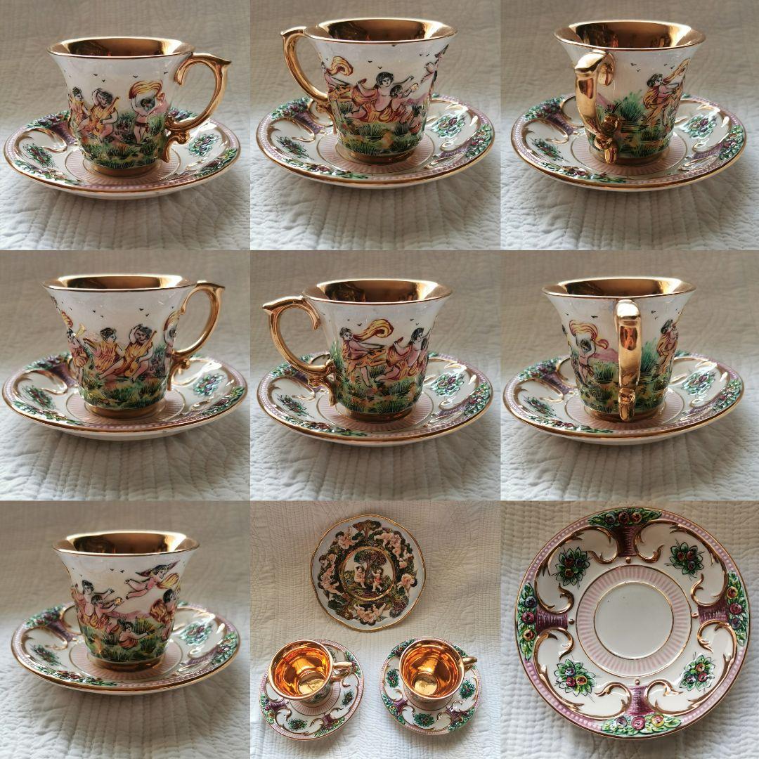 アンティーク カポディモンティ 天使＆子供ティーカップ１客① ハンドペイント手描