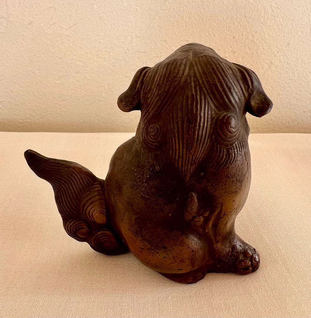 時代物　古い備前焼　獅子　置物　古備前　狛犬　阿吽