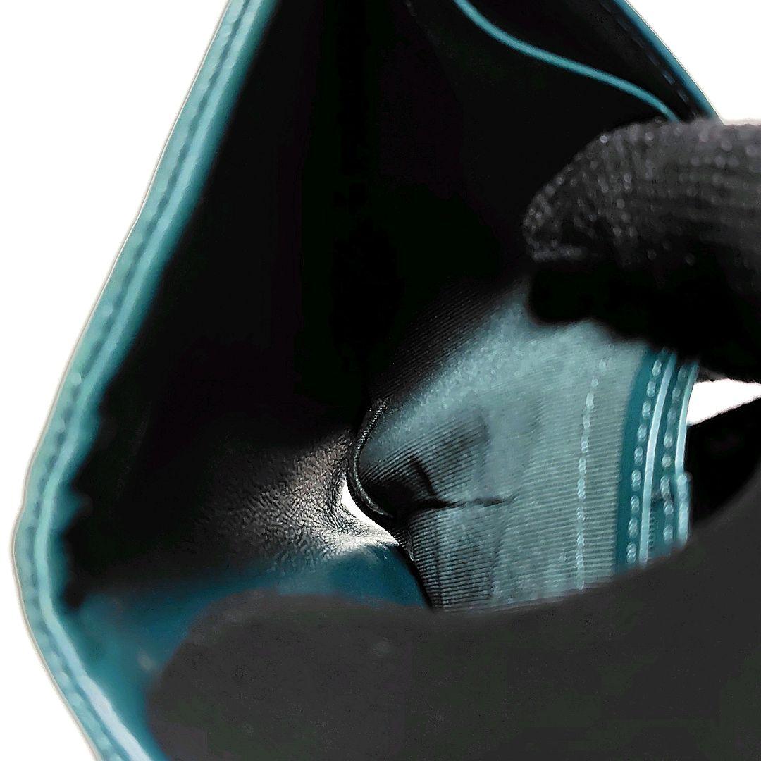 人気色✨　アニエスベー　折り財布　グリーン　レザー　がま口　プリントロゴ