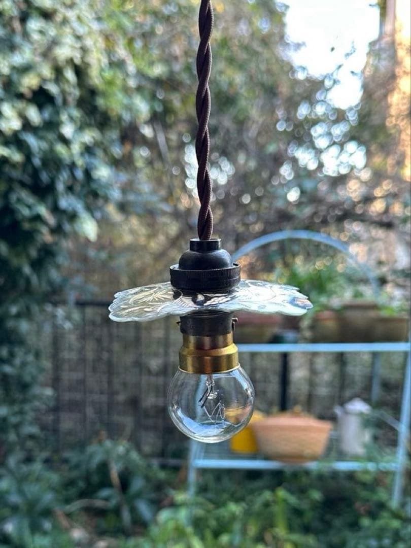 1900's フランス アンティーク 金箔で絵付けされた美しいアトリエランプ＊