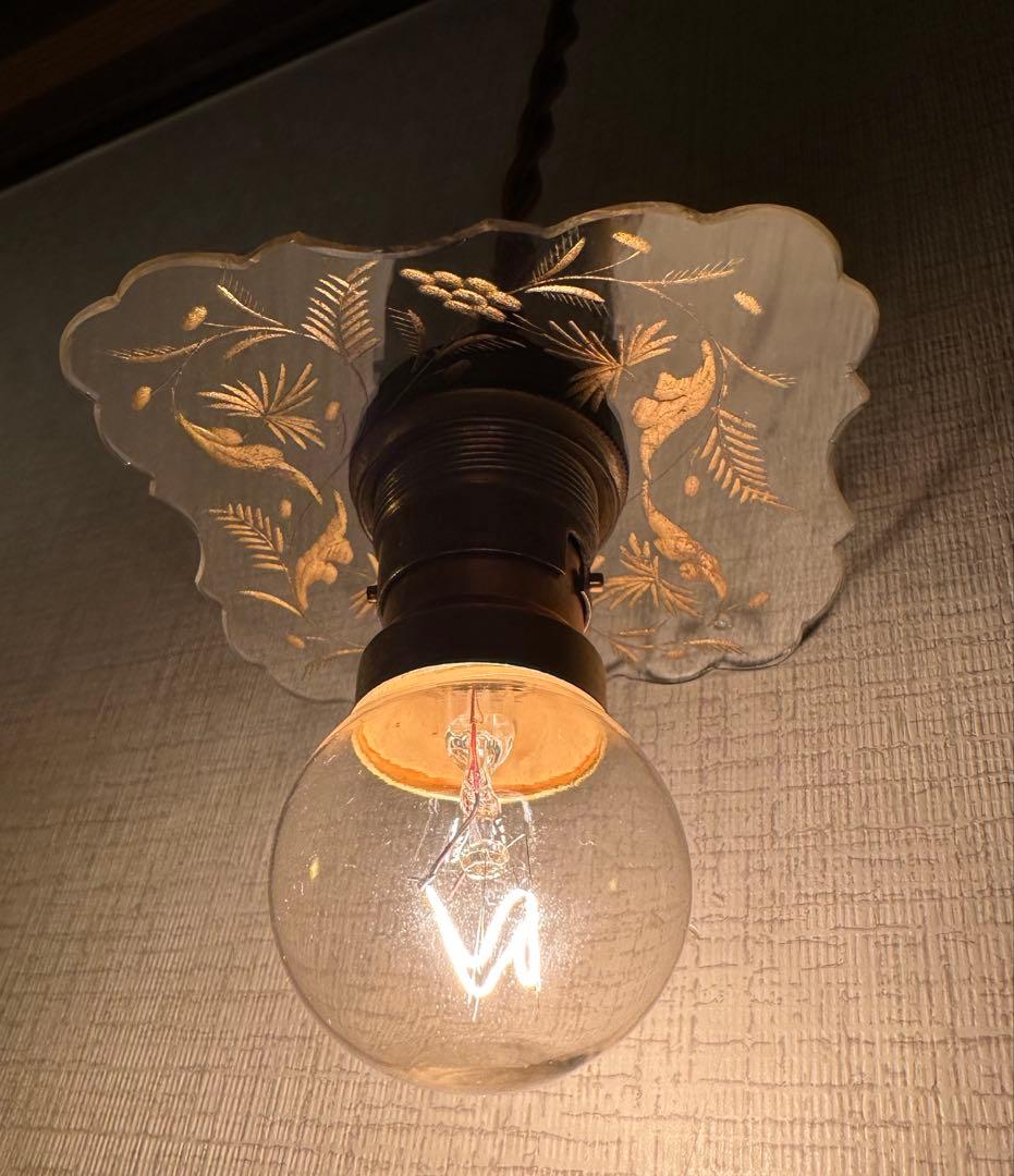 1900's フランス アンティーク 金箔で絵付けされた美しいアトリエランプ＊