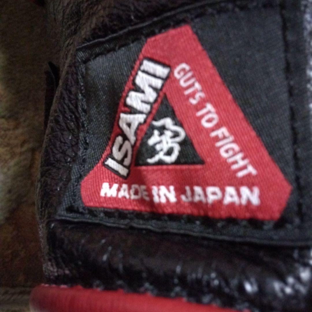 ISAMI 　空手　格闘技　キック　オープンフィンガーグローブ　 黒赤 サイズF