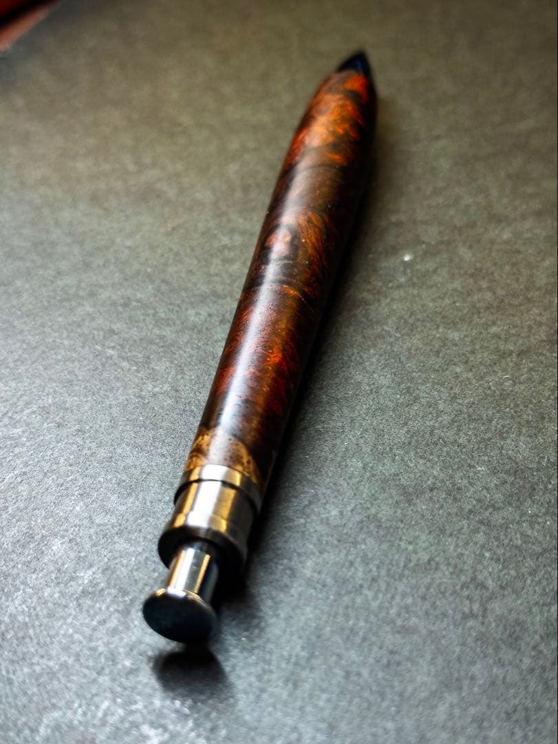 工房 楔 ココボロ 瘤 杢 ペンシル 楔 木軸 シャーペン 固定式口金 付き