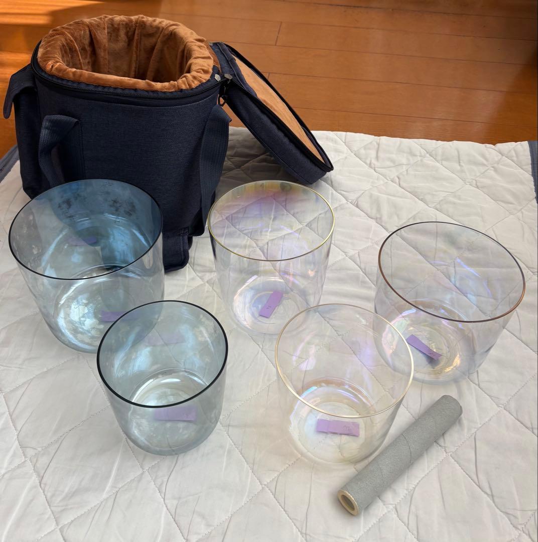 クリスタルボウル5個と収納バッグセット
