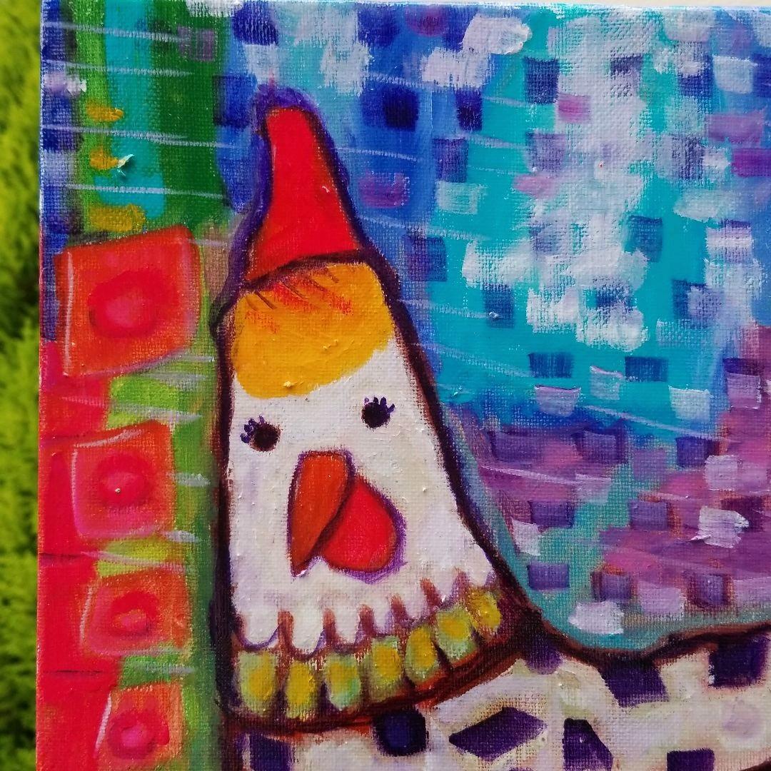 キャンバス油絵　 専用　ごきげんなめんどり♪♪　2