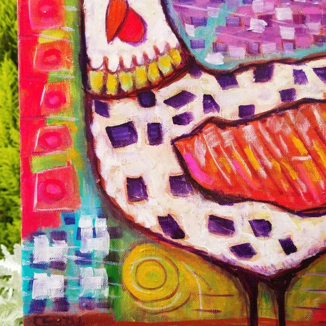 キャンバス油絵　 専用　ごきげんなめんどり♪♪　2