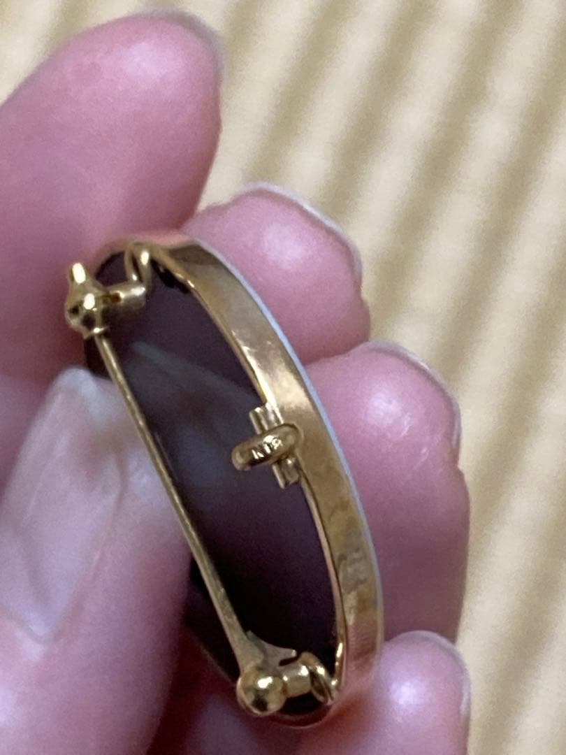 K18 カメオ　少女　ブローチ兼ペンダントトップ