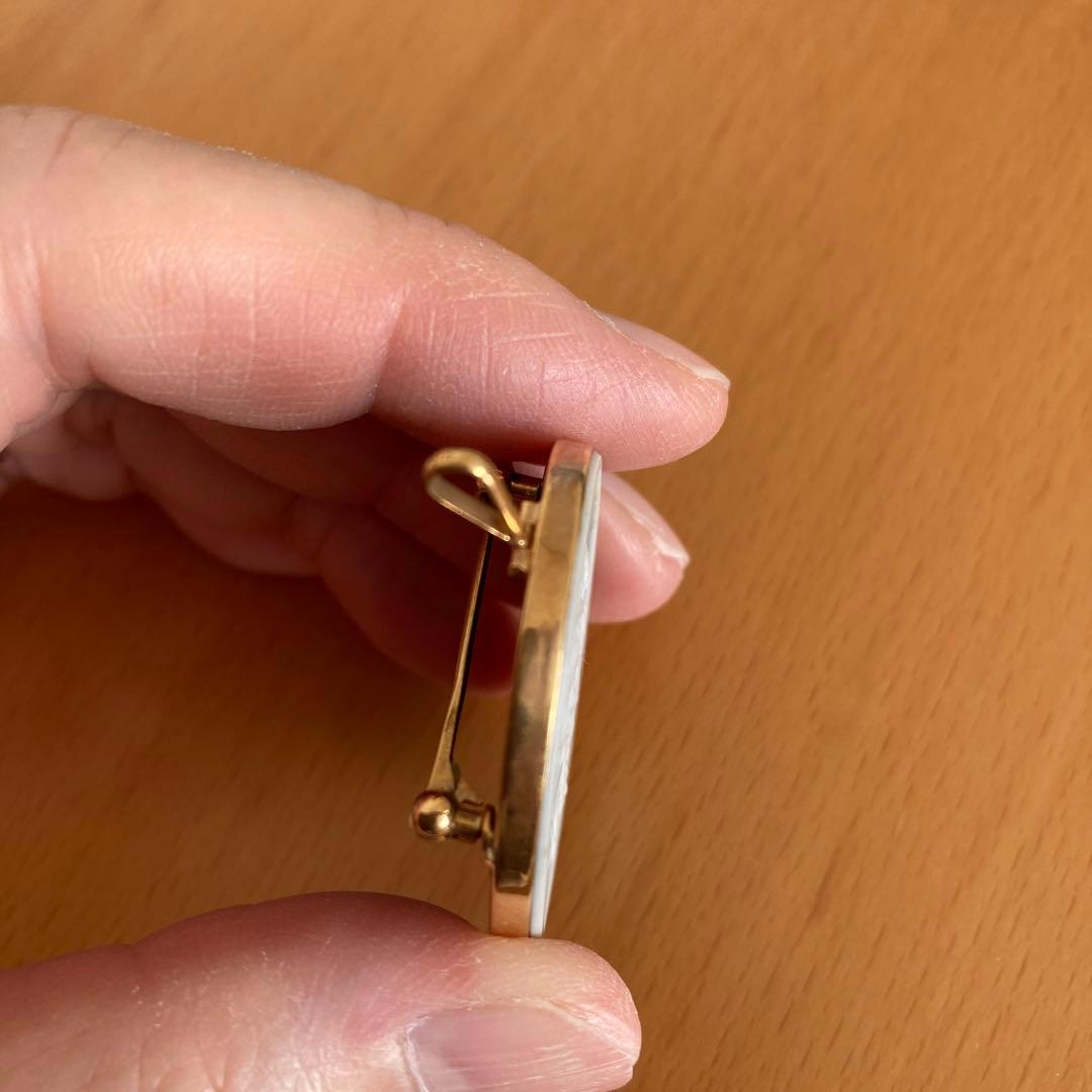 K18 カメオ　少女　ブローチ兼ペンダントトップ