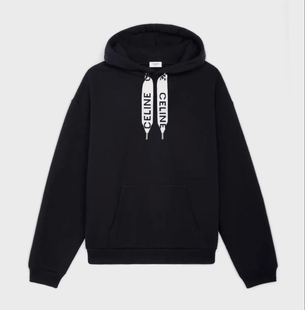 CELINE ブラック フード付きパーカー Lサイズ