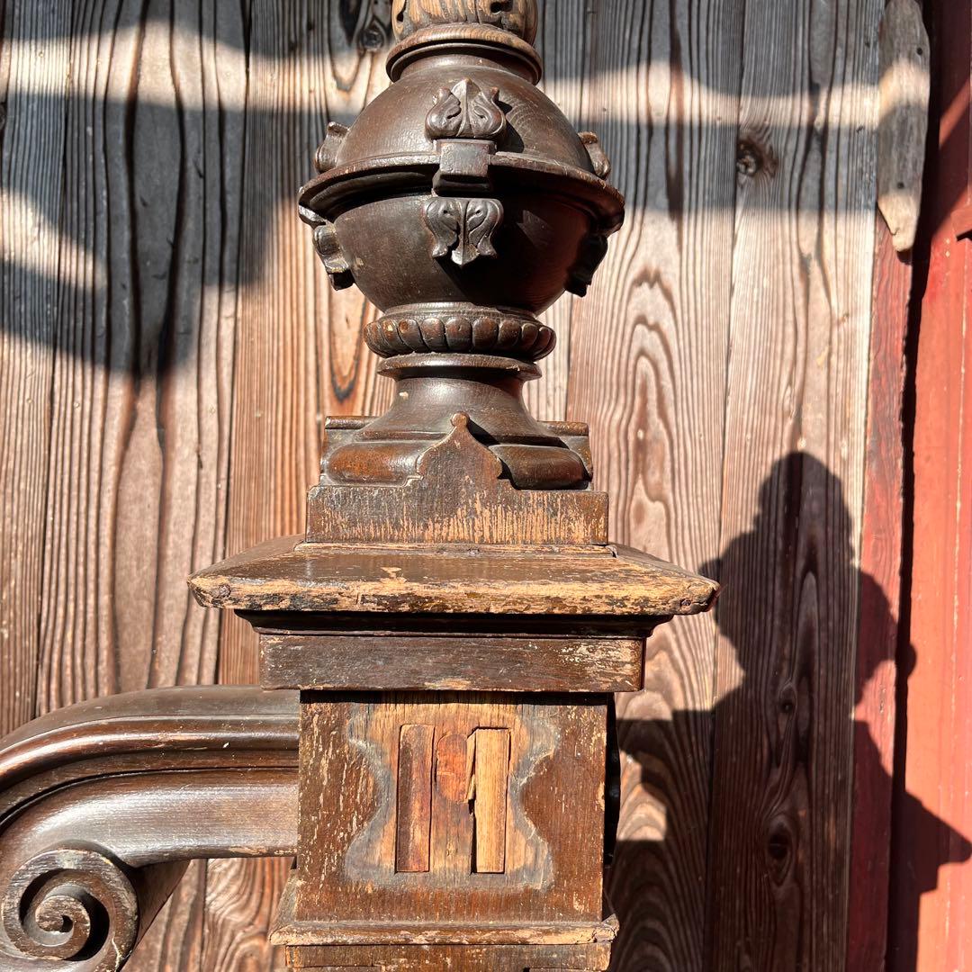 洋館アンティーク 親柱 階段パーツ 彫刻入り【1本売り／希少】