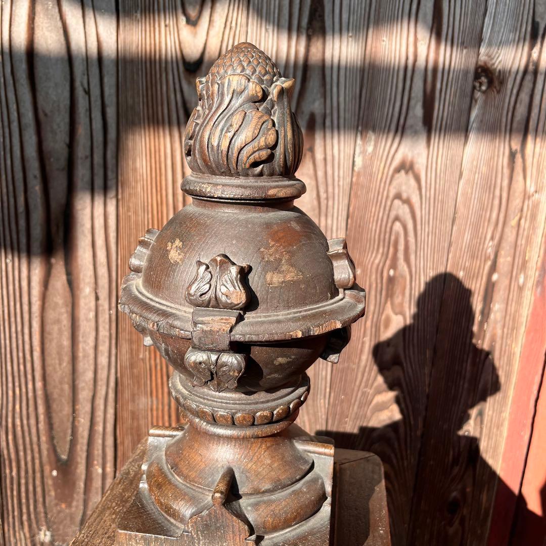 洋館アンティーク 親柱 階段パーツ 彫刻入り【1本売り／希少】