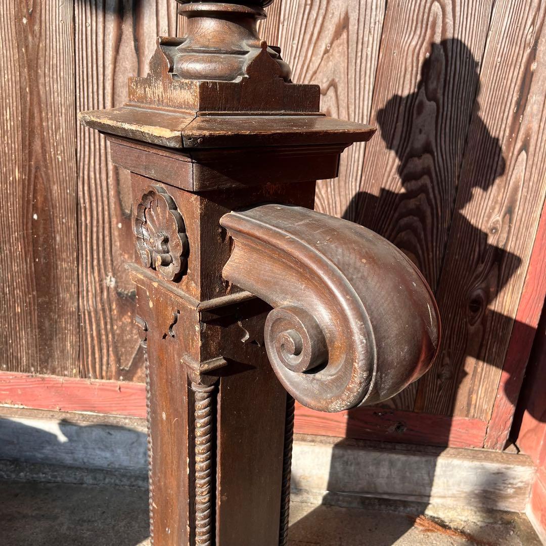 洋館アンティーク 親柱 階段パーツ 彫刻入り【1本売り／希少】