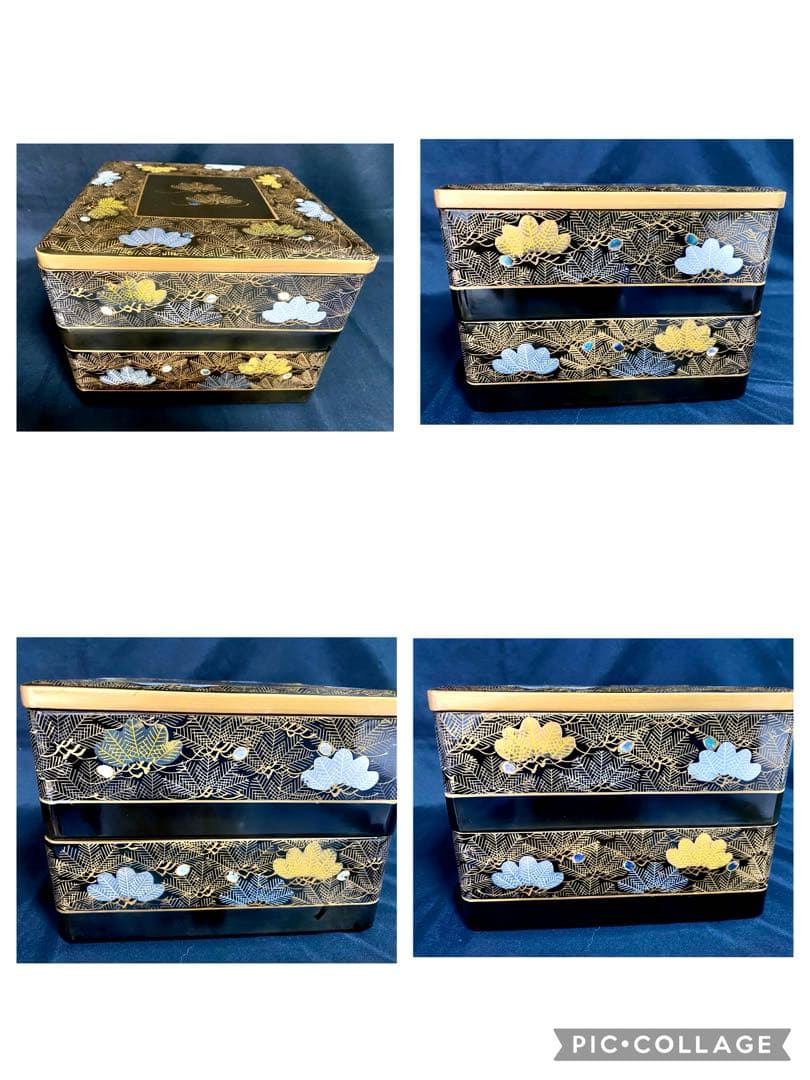 アンティーク 輪島塗 漆器セット 天然木 蒔絵 菓子椀5客 ,沈金 2段重箱