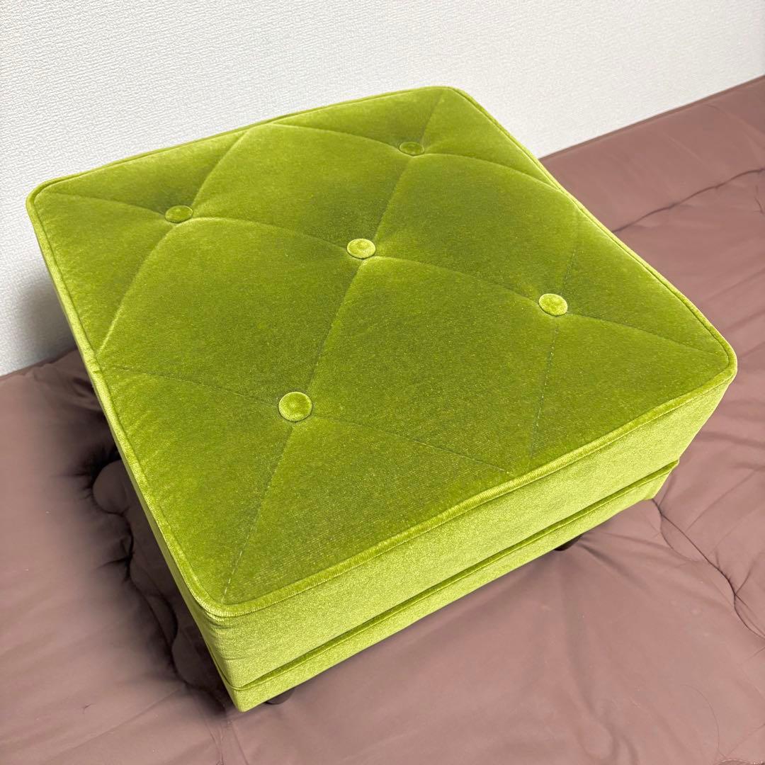 【美品】KARIMOKU60★カリモク★オットマン★モケットグリーン★