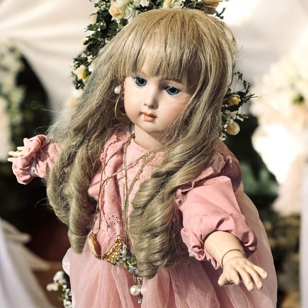 ビスクドール ロングフェイス ジュモー 作家様 ワンピース ドレス ボネ アクセ