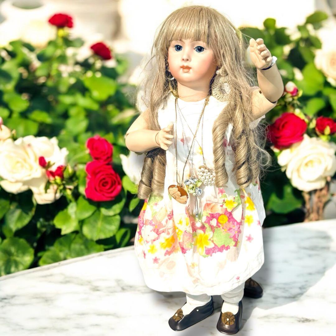 ビスクドール ロングフェイス ジュモー 作家様 ワンピース ドレス ボネ アクセ