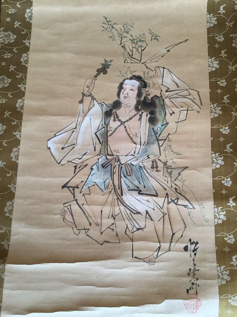 【大幅に値下げ】河鍋暁斎 かわなべ きょうさい 肉筆掛け軸（真贋不明）